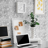 White Pattern Themed Peel and Stick Removable Wallpaper 9607