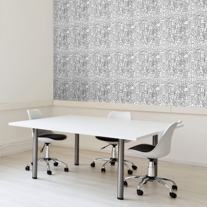 White Pattern Themed Peel and Stick Removable Wallpaper 9607