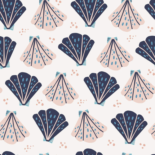 Pink and Purple Seashell Themed Peel and Stick Removable Wallpaper 1662