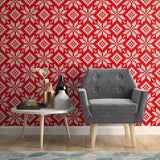 Red and White Geometric Themed Peel and Stick Removable Wallpaper 7961