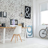 Black and White Geometric Themed Peel and Stick Removable Wallpaper 8069