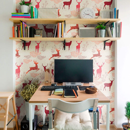 Orange adn Purple Nature Themed Peel and Stick Removable Wallpaper 6957