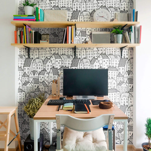 White City Themed Peel and Stick Removable Wallpaper 8163