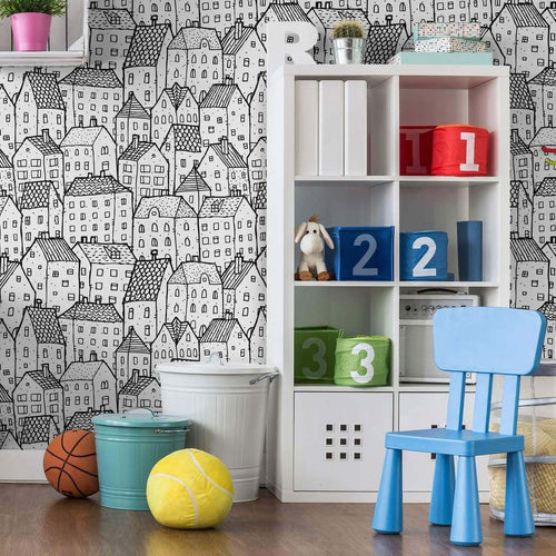 White City Themed Peel and Stick Removable Wallpaper 8163