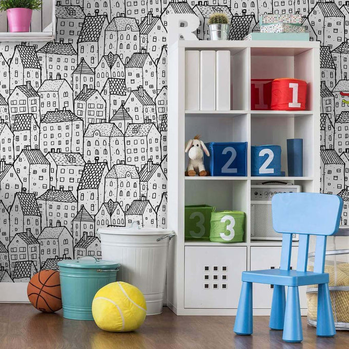 White City Themed Peel and Stick Removable Wallpaper 8163