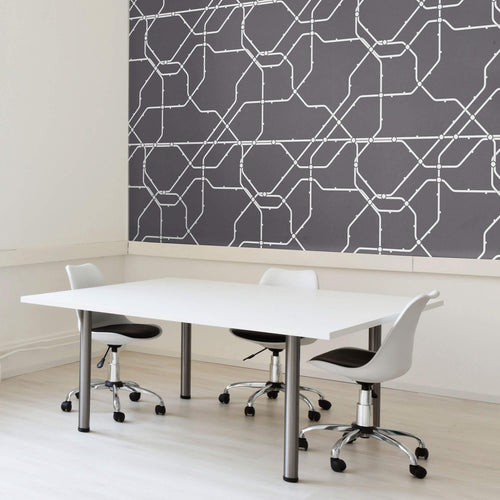 White and Charcoal Grid Themed Peel and Stick Removable Wallpaper 2663