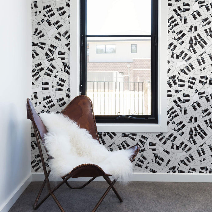 Black and White Striped Themed Peel and Stick Removable Wallpaper 9753