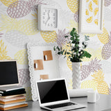 Yellow and White Tropical Themed Peel and Stick Removable Wallpaper 2215
