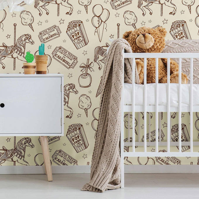 Tan Animal Themed Peel and Stick Removable Wallpaper 9501