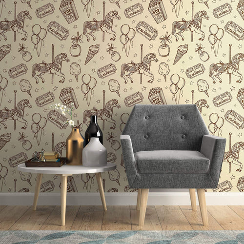 Tan Animal Themed Peel and Stick Removable Wallpaper 9501