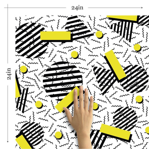Black and Yellow Geometric Themed Peel and Stick Removable Wallpaper 4585