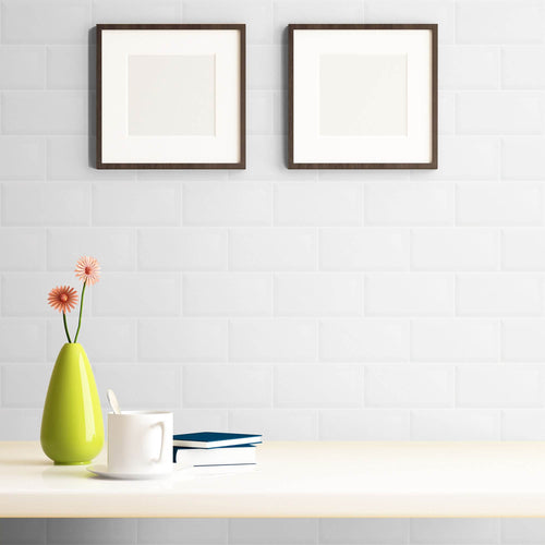 White Brick Tile Adhesive Peel and Stick Removable Wallpaper 620A