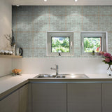 Green and Grey Damask Tile Adhesive Peel and Stick Removable Wallpaper 030b