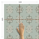 Grey and White Damask Tile Adhesive Peel and Stick Removable Wallpaper 030c