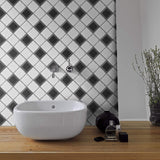 Charcoal Geometric Tile Adhesive Peel and Stick Removable Wallpaper 3914