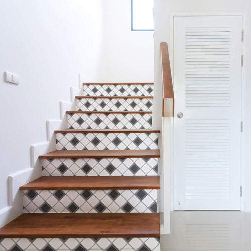 Charcoal Geometric Tile Adhesive Peel and Stick Removable Wallpaper 3914