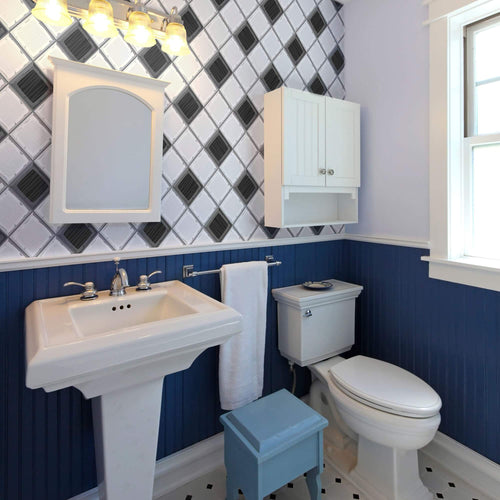 Charcoal Geometric Tile Adhesive Peel and Stick Removable Wallpaper 3914