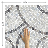 Grey Mosaic Tile Adhesive Peel and Stick Removable Wallpaper 0374