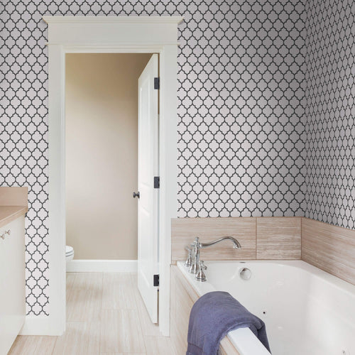 White Geometric Tile Adhesive Peel and Stick Removable Wallpaper 2049