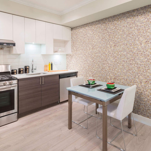 Brown Faux Tile Adhesive Peel and Stick Removable Wallpaper 5053