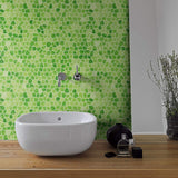 Green Mosaic Tile Adhesive Peel and Stick Removable Wallpaper 3545