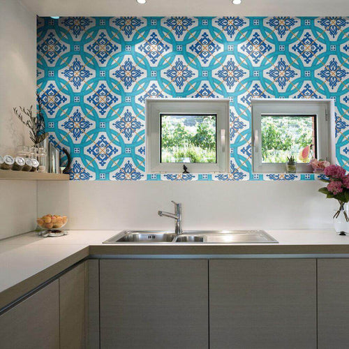 Blue Global Tile Adhesive Peel and Stick Removable Wallpaper 0610