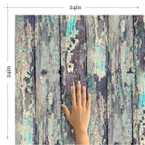 Aqua and Purple Rustic Wood Texture Peel and Stick Removable Wallpaper
