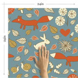 Blue and Tan Animals Baby Peel and Stick Removable Wallpaper