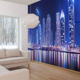Blue and Purple City Landscape Peel and Stick Removable Wall Mural 5417