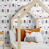 Blue and Orange Animals Baby Peel and Stick Removable Wallpaper