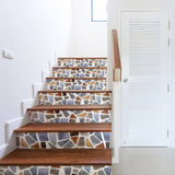 Blue and Yellow Faux Stone Texture Peel and Stick Removable Wallpaper