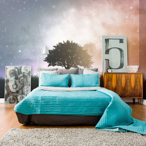 Blue and Orange Landscape Peel and Stick Removable Wall Mural 4689