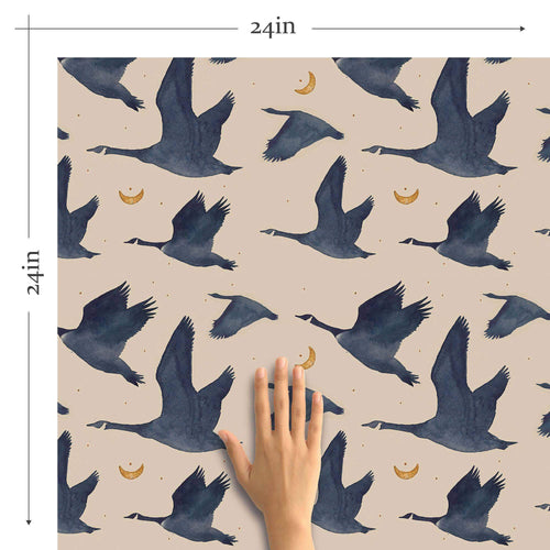Blue Birds Peel and Stick Removable Wallpaper