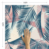 Blue and Red Tropical Floral Peel and Stick Removable Wallpape