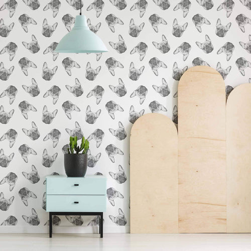 Black and White Dog Peel and Stick Removable Wallpaper