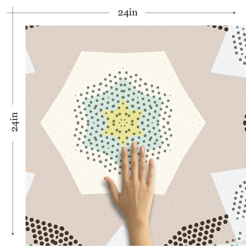 Beige Geometric Tile Adhesive Peel and Stick Removable Wallpaper