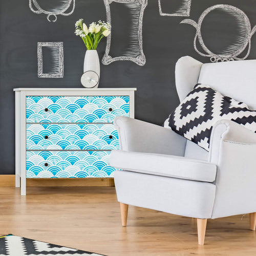 Blue and White Circles Geometric Peel and Stick Removable Wallpaper