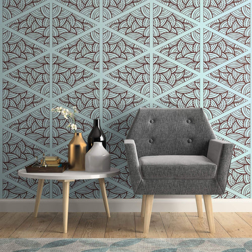 Blue and Charcoal Pattern Geometric Peel and Stick Removable Wallpaper