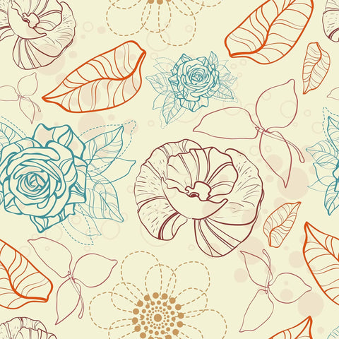 Blue and Beige Textured Floral Peel and Stick Removable Wallpaper