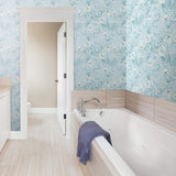 Blue and White Floral Floral Peel and Stick Removable Wallpaper
