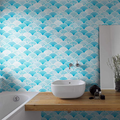 Blue and White Circles Geometric Peel and Stick Removable Wallpaper