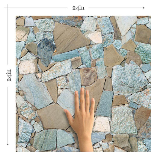 Blue and Brown Stone Texture Peel and Stick Removable Wallpaper