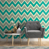 Blue Chevron Peel and Stick Removable Wallpaper