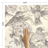 Beige Floral Animal Peel and Stick Removable Wallpaper