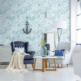 Blue and White Floral Floral Peel and Stick Removable Wallpaper