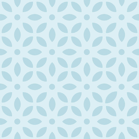 Blue Floral Geometric Peel and Stick Removable Wallpaper