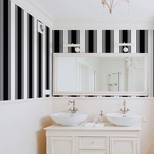 Black Striped Peel and Stick Removable Wallpaper