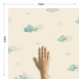 Aqua Blue Clouds Baby Peel and Stick Removable Wallpaper