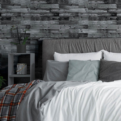 Black Wood Texture Peel and Stick Removable Wallpaper