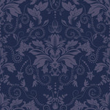 Blue Damask Basic Peel and Stick Removable Wallpaper